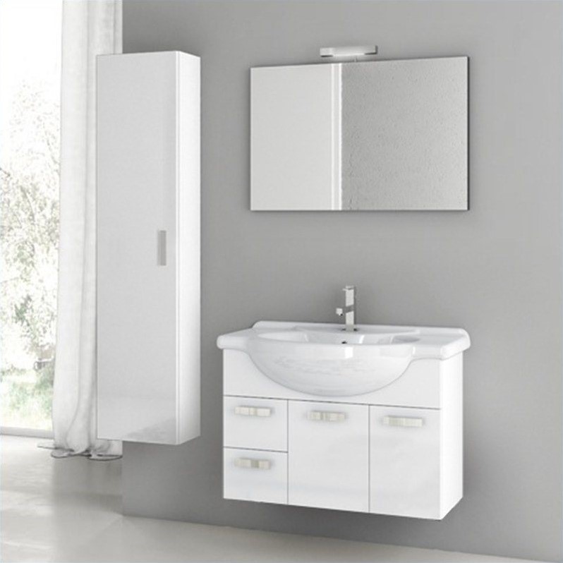 Nameek's ACF 32 Phinex Wall Mounted Bathroom Vanity Set in Glossy White