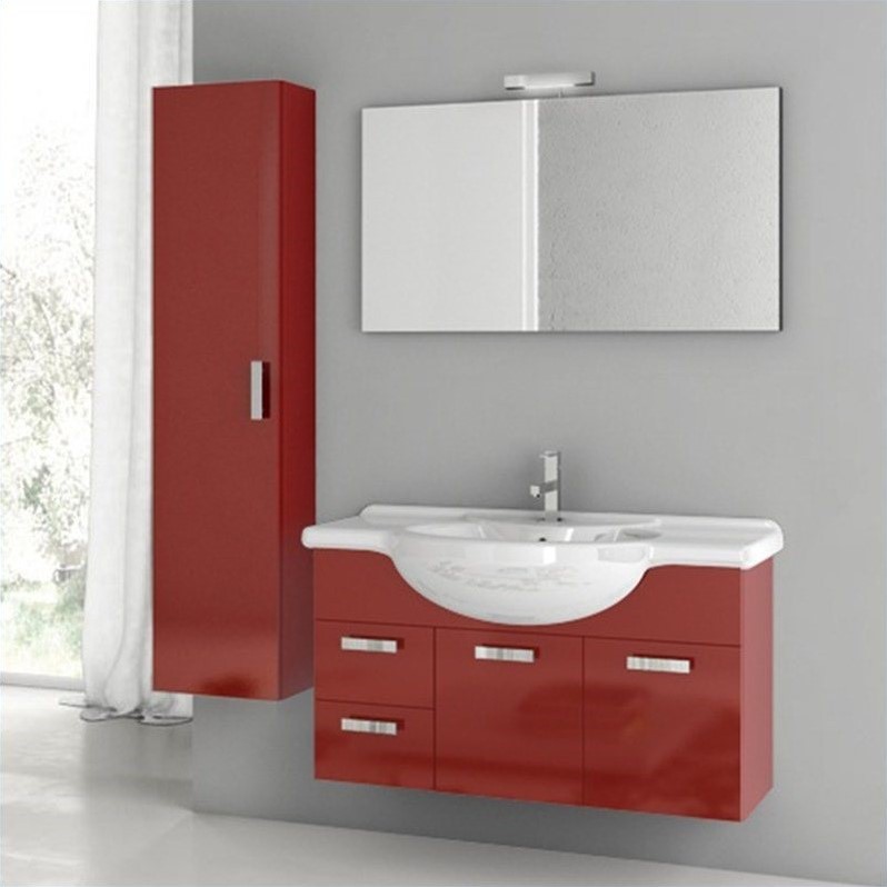 Nameek's ACF 40 Phinex 6 Piece Wall Mounted Bathroom Vanity Set in Glossy Red