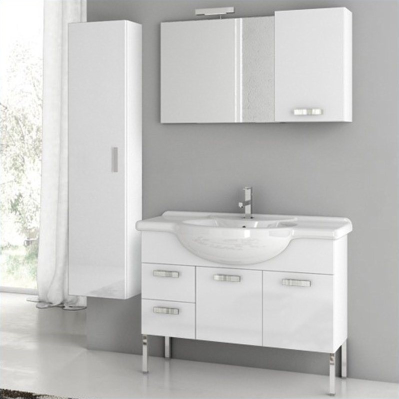 Nameek's ACF 40 Phinex 7 Piece Standing Bathroom Vanity Set in Glossy White
