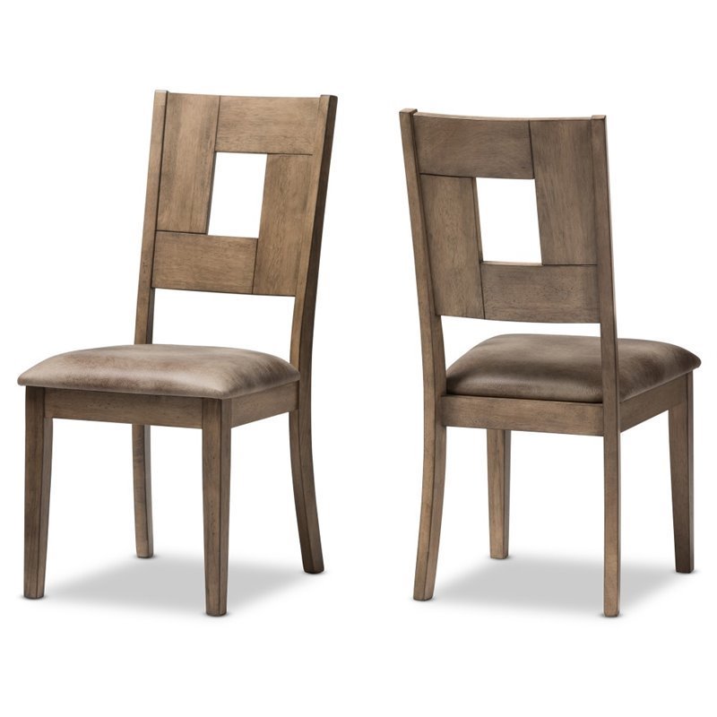 Gillian Shabby Chic Dining Chair in Brown (Set of 2)