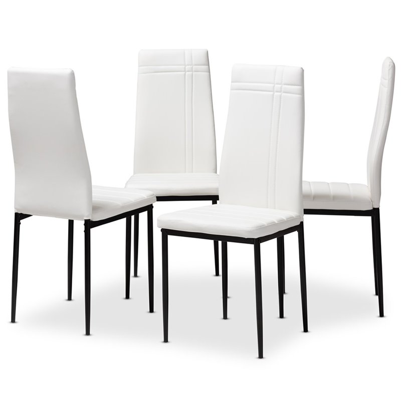 Baxton Studio Matiese Faux Leather Dining Chair in White (Set of