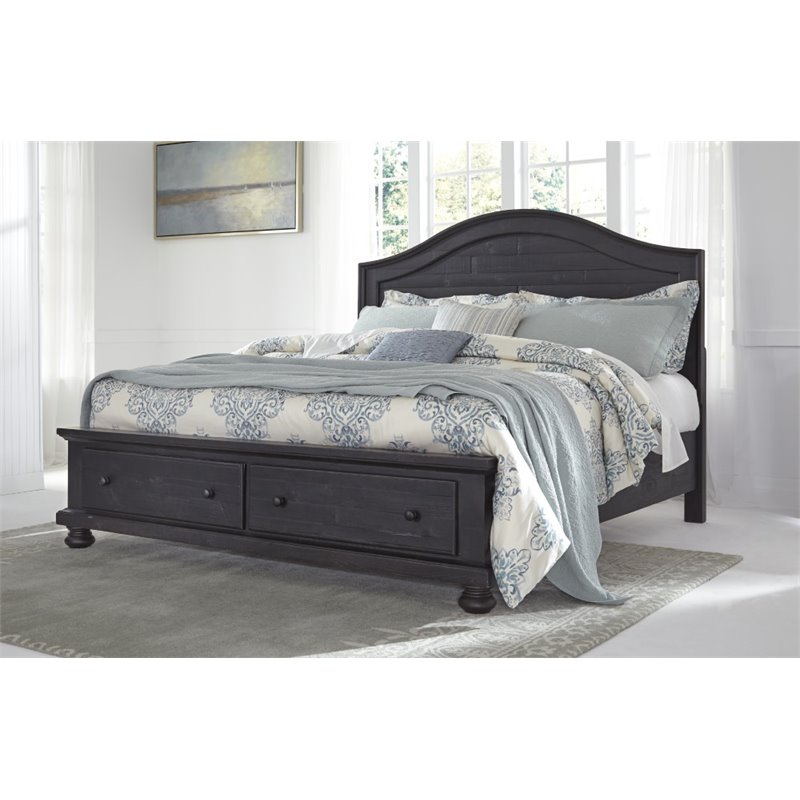 Ashley Sharloe Queen Storage Panel Bed In Charcoal