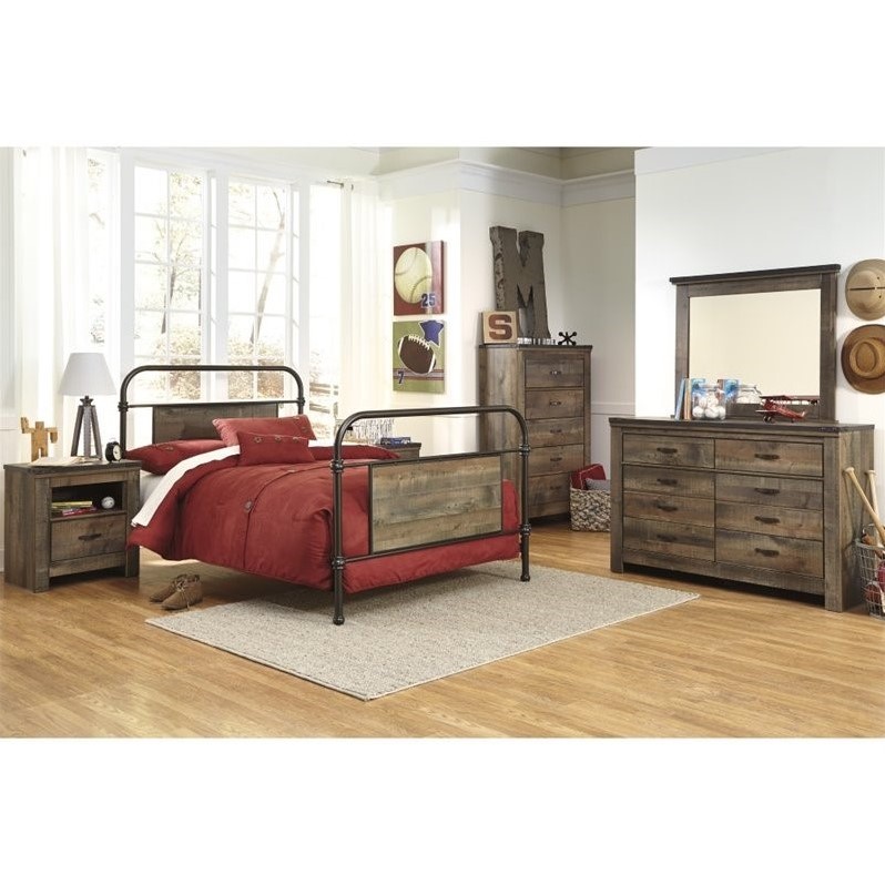 UPC 688168834462 product image for Ashley Trinell 6 Piece Metal Bedroom Set in Brown | upcitemdb.com