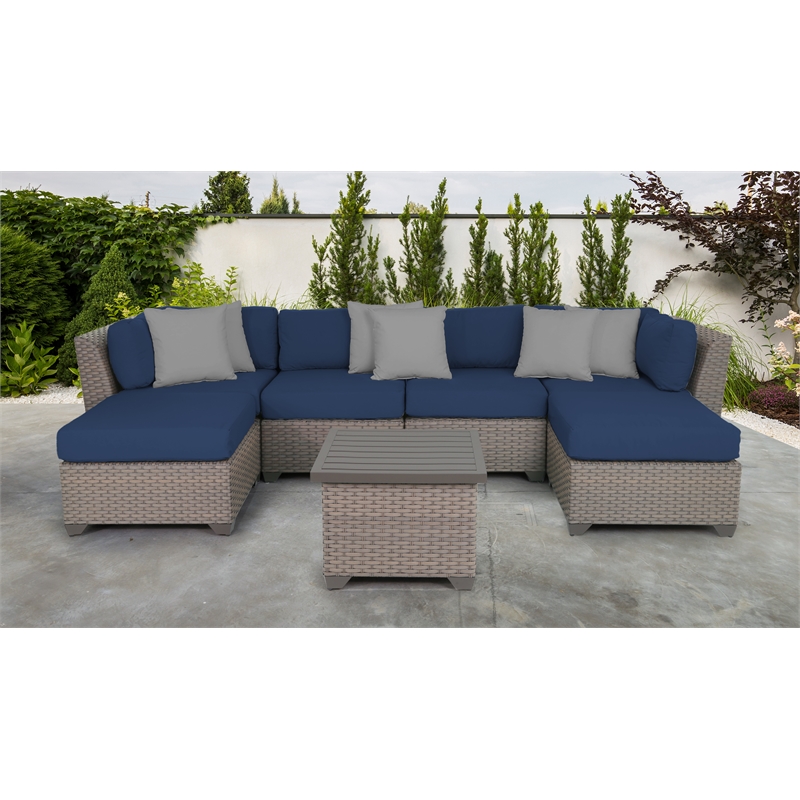 TK Classics Florence 7 Piece Outdoor Sectional Seating with Cushions in