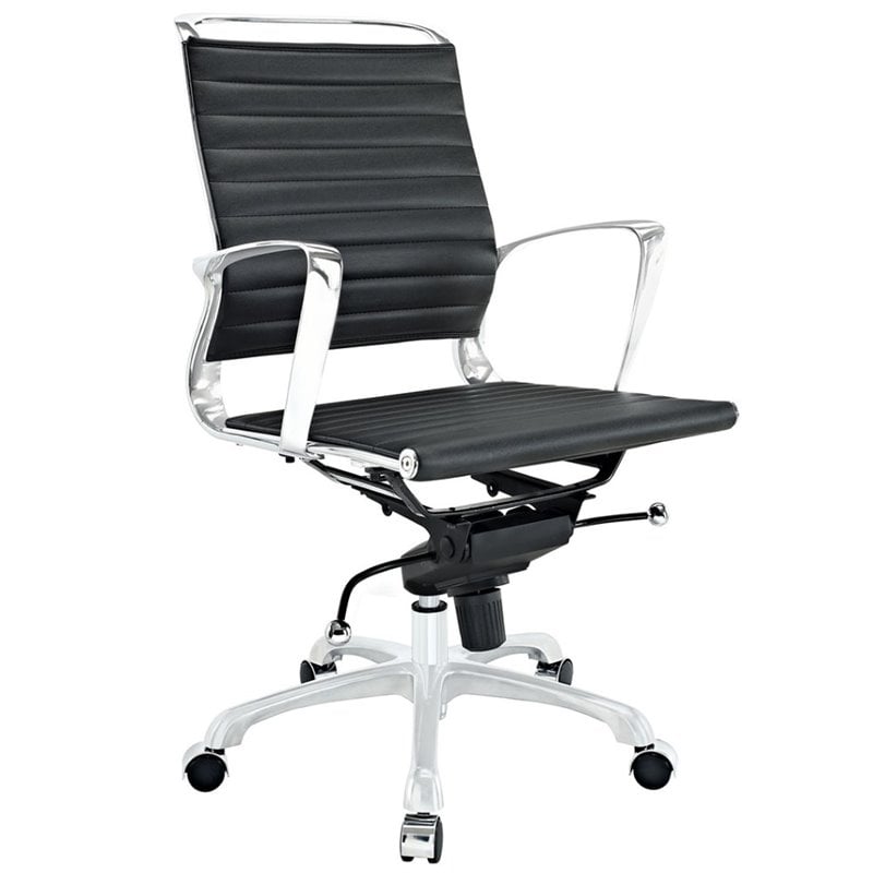 Modway Tempo Mid Back Swivel Office Chair in Black
