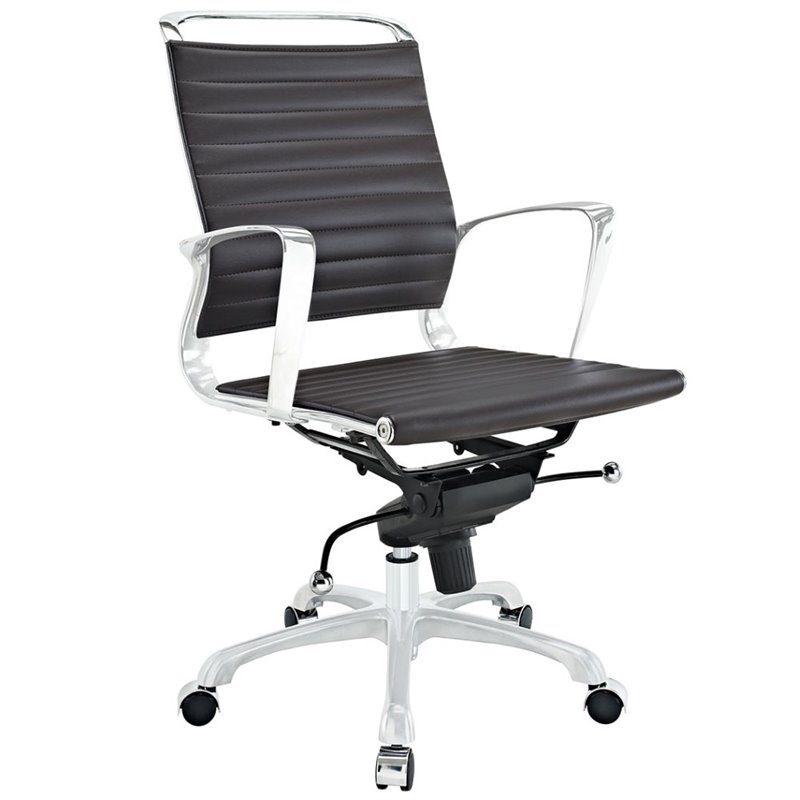 Modway Tempo Mid Back Swivel Office Chair in Brown Modway Tempo Mid Back Swivel Office Chair in Brown