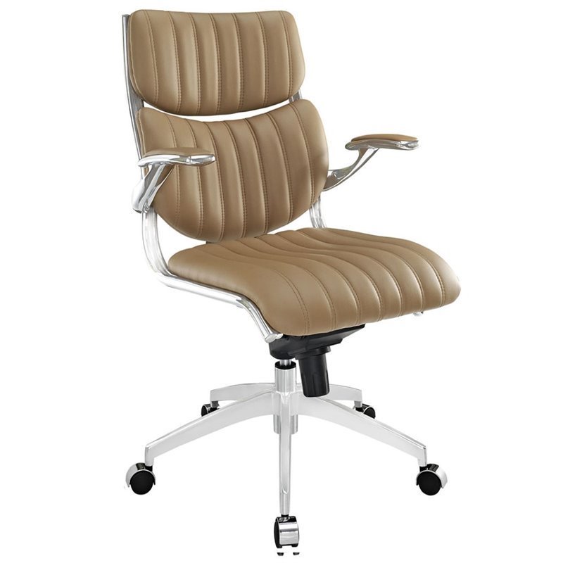 Modway Escape Faux Leather Swivel Office Chair in Tan