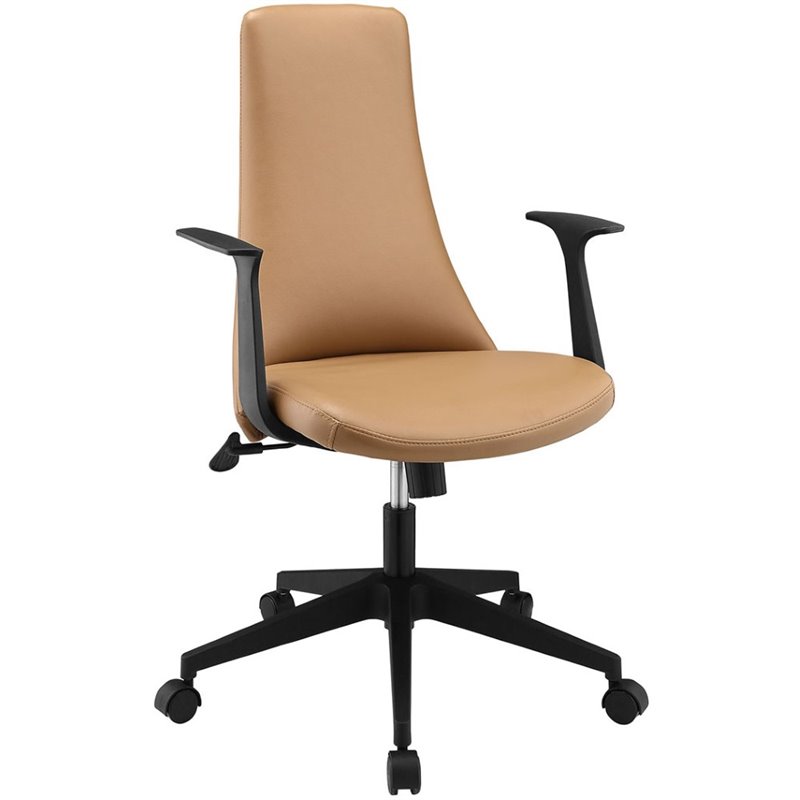 Modway Fount Vinyl Mid Back Office Chair in Tan