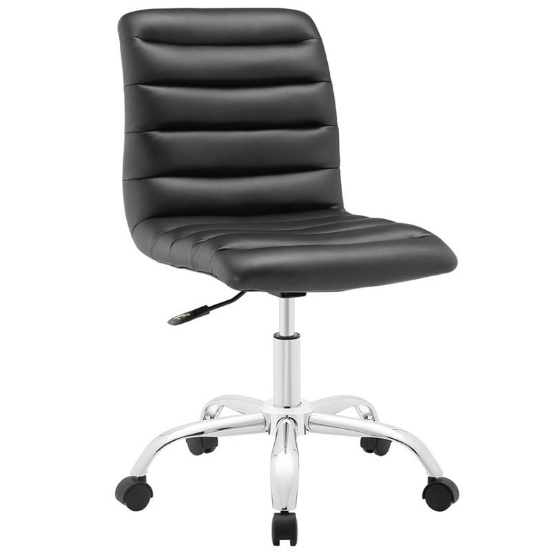 Modway Ripple Mid Back Armless Swivel Office Chair in Black Modway Ripple Mid Back Armless Swivel Office Chair in Black