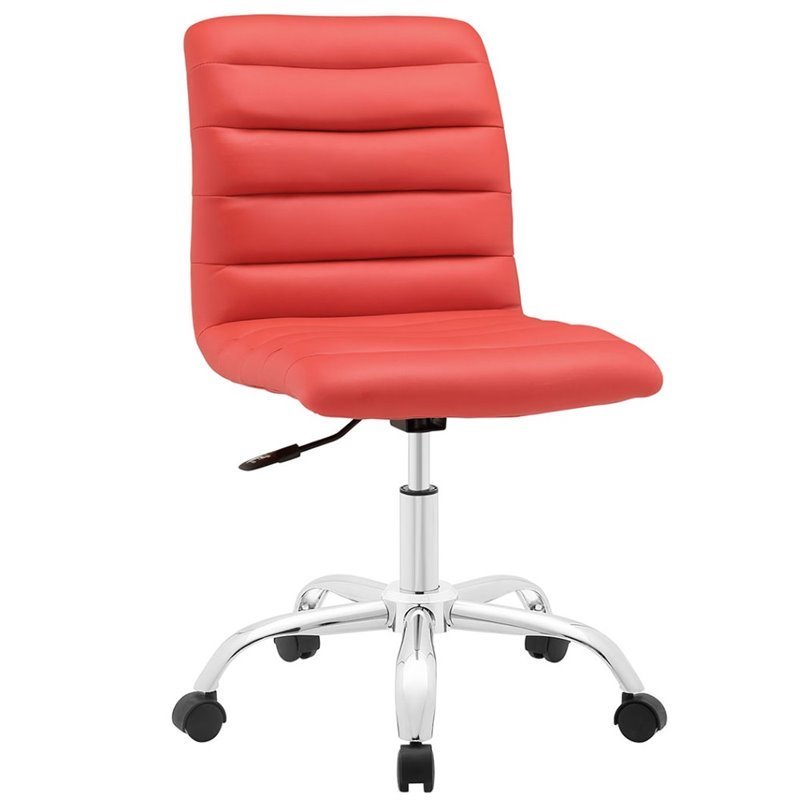 Modway Ripple Mid Back Armless Swivel Office Chair in Red Modway Ripple Mid Back Armless Swivel Office Chair in Red