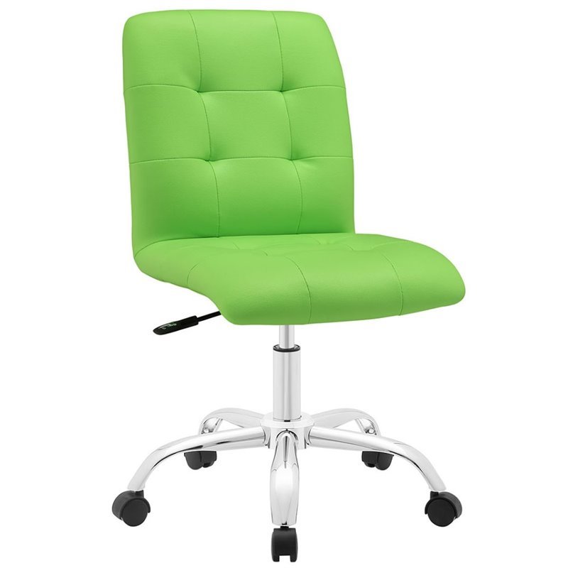 Modway Prim Faux Leather Mid Back Swivel Office Chair in Bright Green
