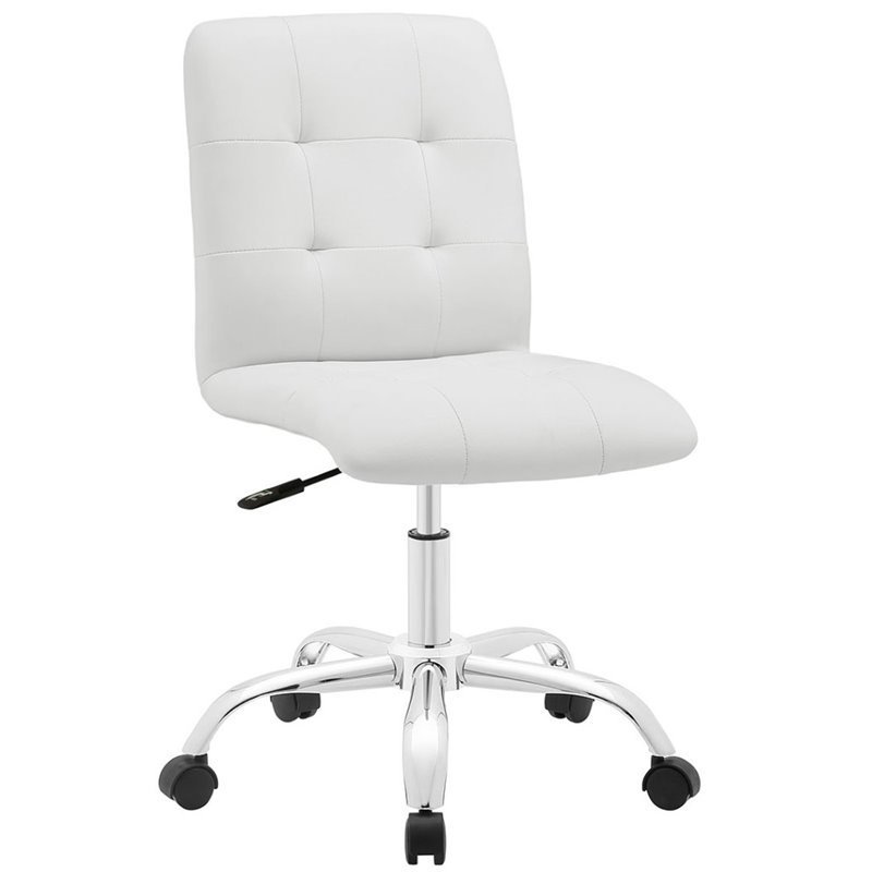 Modway Prim Faux Leather Mid Back Swivel Office Chair in White Modway Prim Faux Leather Mid Back Swivel Office Chair in White
