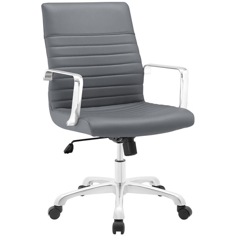Modway Finesse Mid Back Swivel Office Chair in Gray Modway Finesse Mid Back Swivel Office Chair in Gray
