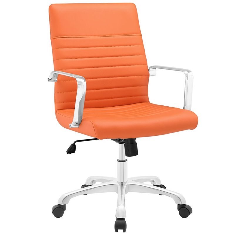 Modway Finesse Mid Back Swivel Office Chair in Orange