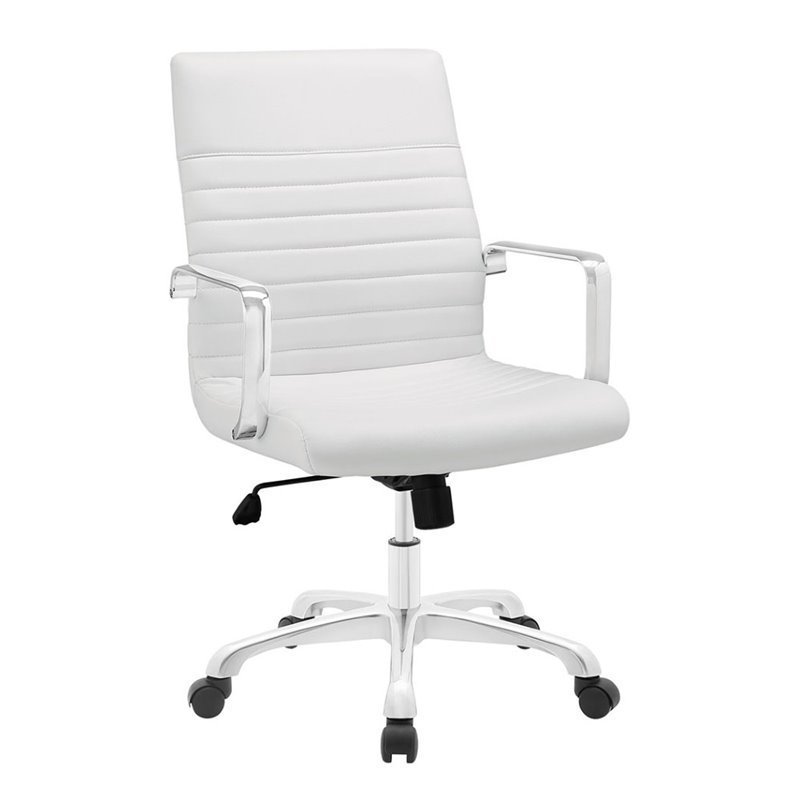 Modway Finesse Mid Back Swivel Office Chair in White Modway Finesse Mid Back Swivel Office Chair in White