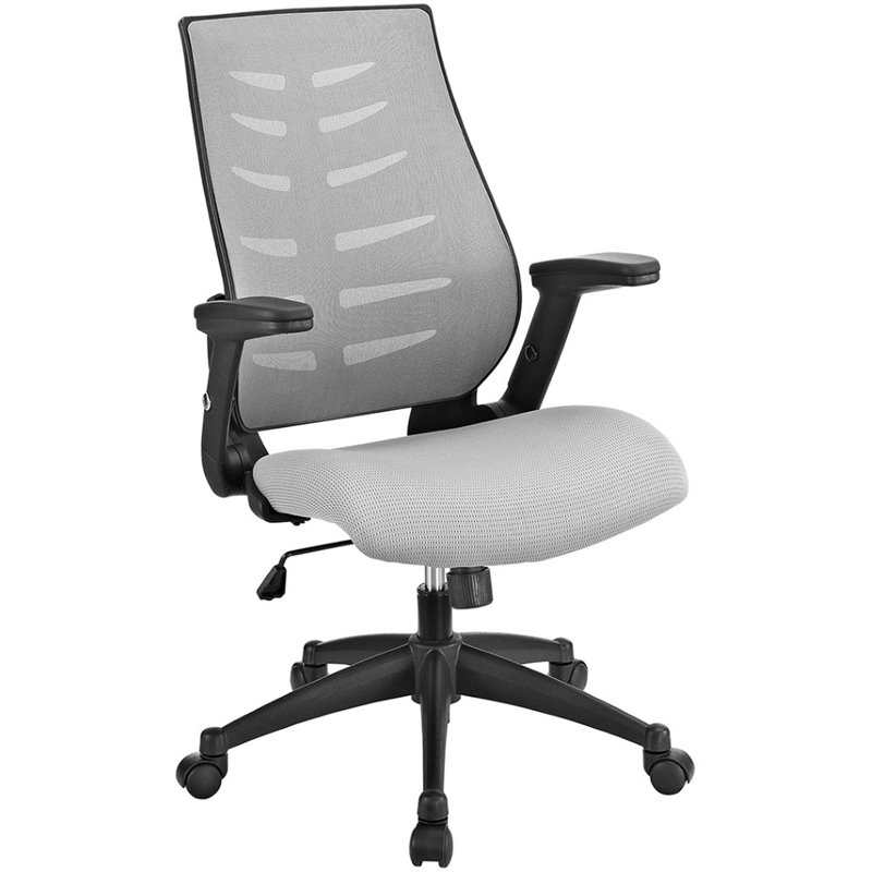 Modway Force Faux Leather Mesh Office Chair in Gray