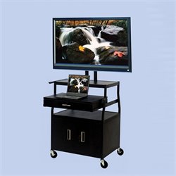 VTI Wide Body 52 Flat Panel TV Cart with Front/Back Cabinet and Drawer