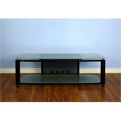 VTI HGR60 DLP Plasma & LCD TV Stand-Silver Pole / Clear Glass