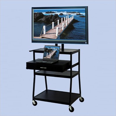 VTI Wide Body 42" Flat Panel TV Cart with Front/Back Drawer