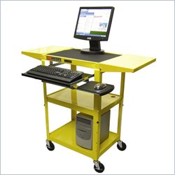 Luxor Steel Frame Computer Cart with Foldable Side Shelves