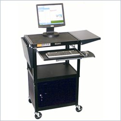 Luxor Height Adjustable Metal Frame Computer Cart with Foldable Side Shelves and Locking... by Luxor