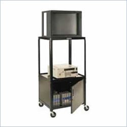 Luxor Adjustable 24inch Deep Cabinet Table TV Cart in Black Finish