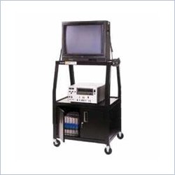Luxor Adjustable Height Cabinet Table TV Cart in Black Finish