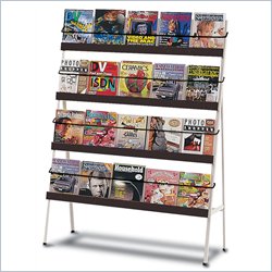 Luxor Four Shelf Extra Wide Metal Literature Display in Black and Gray