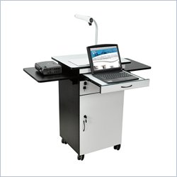 Luxor Multi- Media Workstation with Lockable Storage in Black and Gray