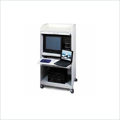 Luxor Locking Mobile Metal Computer Center in Gray