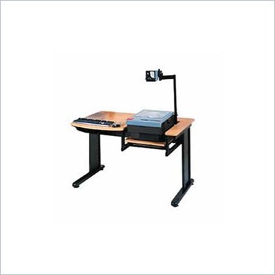 Luxor Multimedia Workstation Writing Desk in Maple and Black