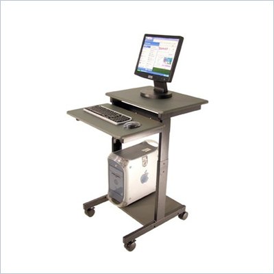 Luxor Height Adjustable Wood / Metal Presentation Workstation in Dark Gray