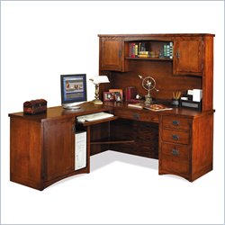 Kathy Ireland Home by Martin Furniture Mission Pasadena L-Shape Home Office Set with Hutch in Cherry