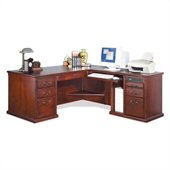 Kathy Ireland Home by Martin Furniture Huntington Club Wood Return Executive Desk in Distressed Cherry