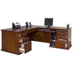Kathy Ireland Home by Martin Furniture Huntington Oxford L-Shape Wood Executive Computer Desk Set in Burnish