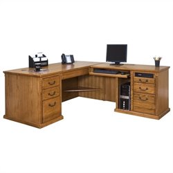 Kathy Ireland Home by Martin Furniture Huntington Oxford Right Return Executive Wood Computer Desk Set in Wheat