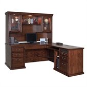 Kathy Ireland Home by Martin Furniture Huntington Oxford Wood L-Shaped Desk Set with Hutch in Burnish