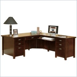 Kathy Ireland Home Tribeca Loft Wood Executive Desk and Return in Cherry