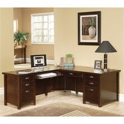Kathy Ireland Home by Martin Furniture Tribeca Loft L-Shape Wood Executive Desk in Cherry