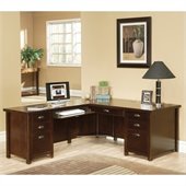 Kathy Ireland Home by Martin Furniture Tribeca Loft L-Shape Wood Executive Desk in Cherry