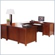 Kathy Ireland Home by Martin Furniture Tribeca Loft Cherry Credenza U-Shape Home Office Desk Set - Right