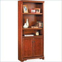 Kathy Ireland Home by Martin Furniture Charlotte 5 Shelf Wood Bookcase with Doors in Cherry