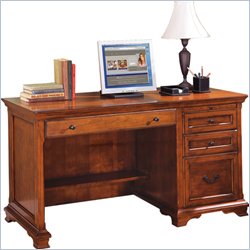 Kathy Ireland Home by Martin Furniture Charlotte Single Pedestal Wood Computer Desk in Medium Cherry