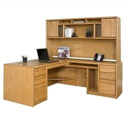Kathy Ireland Home by Martin Furniture Contemporary L-Shape Wood Home Office Set in Oak