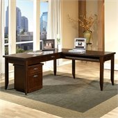 Kathy Ireland Home by Martin Furniture Tribeca Loft L-Shape Wood Writing Desk in Cherry 