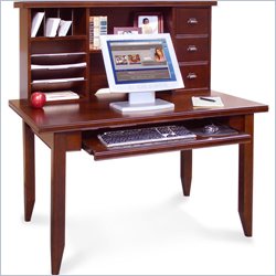 Kathy Ireland Home by Martin Furniture Tribeca Loft 49 Wood Writing Desk with Hutch in Cherry