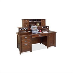 Kathy Ireland Home by Martin Furniture Tribeca Loft 69 Wood redenza Desk with Hutch in Cherry