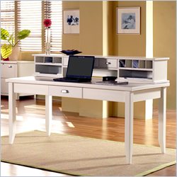Kathy Ireland Home by Martin Furniture Tribeca Loft White 64 W Writing Table with Long Reception Hutch