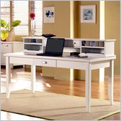 Kathy Ireland Home by Martin Furniture Tribeca Loft White 64 W Writing Table with Long Reception Hutch