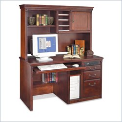 Kathy Ireland Home by Martin Furniture Huntington Club 56 Solid Wood Computer Desk with Hutch in Distressed Cherry